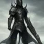 Placeholder: a man in armor standing in front of a cloudy sky, concept art, by Xu Wei, cgsociety contest winner, fantasy art, wearing black clothes and cape, muscular male undead cyborg, leather clothing and boots, metallic mask around the mouth, rogue thief, has black wings, male necromancer, caracal cyborg, backveiw picture of elf rogue, ice lord