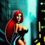 Placeholder: portrait oil on canvas, beautiful punk busty Jessica Rabbit , intense stare, sad glowing eyes, post-apocalyptic in a cyberpunk city,minimal skintight latex dress, bladerunner movie poster, realistic, intriacte detail,rainy, sci-fi fantasy style, masterpiece, volumetric lighting, Sharp Contrast, particles, highly detailed ,cinematic , deep colours,8k, in the style of Simon Beasly