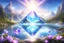 Placeholder: a magic diamond of light and bright over a magic landscape with fairy nature and crystal lake
