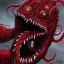 Placeholder: Red Tentacle monster with teeth, horror, detailed, realistic, gore, eyes, 4K, fantasy, scary, demonic