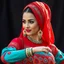 Placeholder: lady in azeri dance custum change clothing color to cyan and red