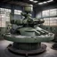 Placeholder: machine gun turret in a repair station