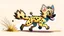 Placeholder: Cute chibi-style hyena dog, chasing its own tail, cartoony, colorful, exaggerated, simplified, adorable