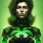 Placeholder: portrait, insanely detailed, heroïc fantasy setting, woman, dark-skinned, indian, green hair, brown skin, black hair, more black hair, more green hair