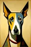 Placeholder: Dog portrait of a slender dog by Picasso