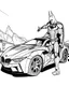 Placeholder: real massive batman attact to a car, coloring page, full body (((((white background))))), only use an outline., real style, line art, white, clean line art, white background, Sketch style.