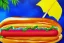 Placeholder: tropical hot dog night painting