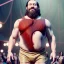 Placeholder: Ultra realistic circus scene. Classic Naked strongman waist up view, Wes Anderson style, happy, bubbles, highly detailed, concept art, unreal engine 5, god rays, ray tracing, RTX, lumen lighting, ultra detail, volumetric lighting, 3d, finely drawn, high definition, high resolution.