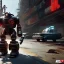 Placeholder: fallout 4 character, robot santa on rollerskies in the streets of cyberpunk city, unreal engine