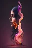 Placeholder: Professional logo 8k A long burning candle with melted wax at the edges, from which smoke of a pinkish color emerges, in the shape of arab girl