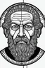 Placeholder: A black-and-white outlined drawing of greek philosoph Socrates (face only) for kid's colouring books with mosaic effect and mosaic detailed background