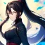 Placeholder: 8k, high quality, detailed, beautiful lighting, vibrant colors, black long hair, vibrant white eyes, girl, ponytail, ninja