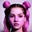 Placeholder: Rosalía artist, porcelain material skin, pink eyeliner, pigtails hair, gold, pink, geisha, led lights, fog, rain, latex, vibrant color, highly detailed, art stations, concept art, smooth, unreal engine 5, god rays, ray tracing, RTX, lumen lighting, ultra detail, volumetric lighting, 3d, finely drawn, high definition, high resolution.