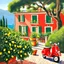 Placeholder: Italian villa in Portofino with lemon tree with sea view and a Red vespa