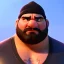 Placeholder: Fat Ganesha, beard, angry, scars, strong man, beanie