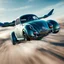 Placeholder: a high definition screen shot of a jet-fighter vw-beetle, retrofuturistic, phototrealism, in flight, one subject, should have wings with atleast one exposed jet on each wint or one coming throught thr front and center of the vehicle.