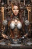 Placeholder: Front view half body gorgeous Realistic Photography beautiful super model Russian as playing Dj player with body full mechanical steampunk cyborg realistic beautiful woman hyper detailed