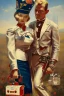 Placeholder: american dream painint man holding a robot wife1950s