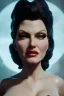 Placeholder: Rita Hayworth as evil queen in black leather, busty, cleavage, curvy, angry, stern look. character design by cory loftis, fenghua zhong, ryohei hase, ismail inceoglu and ruan jia. unreal engine 5, artistic lighting, highly detailed, photorealistic, fantasy