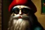Placeholder: the leonardo gioconda with sunglasses, with mustaches and a xmas hat