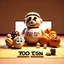 Placeholder: A Potato game with text "toss around a plush toy" with props and parts, product, 3d rendering, typography, fashion, cinema, illustration, anime