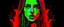 Placeholder: hot girl with blood in neon style red, blue and green colours without background