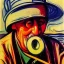 Placeholder: Portrait of OLd Fishermen wearing bucket hat and smoking wooden pipe by edvard munch 8k