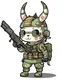 Placeholder: a cute unicorn soldier wearing a camo uniform, armed with an AR-15, make it as a sticker