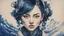 Placeholder: A beautiful portrait painting of a Singer Danish MØ face by Katsushika Hokusai, beautiful cyberpunk huge girl, symmetry, hyperdetailed, illustration darkblue tones,