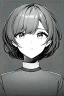 Placeholder: short hair girl passed out, close-up, greyscale