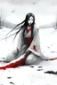 Placeholder: yuki onna, man-eater, snow field, corpse, blood