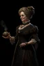 Placeholder: Step back in time to the Victorian era and meet the most formidable aunt you'll ever encounter. Her stern demeanor is softened by her warm heart, and her posh British accent adds an air of refinement to her already high born mage features. This D&D character is brought to life in stunning detail with full body visible against a solid black background, making for a truly captivating image.