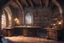 Placeholder: fantasy medieval study room with a front desk