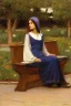 Placeholder: Woman sitting on a bench John William Waterhouse