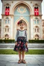 Placeholder: a 7years old girl that is standing in front of a building, a picture, arabesque, !8k!, azeri, insanely cute, amazing cgi, turkish, adorable outfit