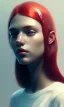 Placeholder: girl, cute, beautiful, red hair, black backwards cap, white tee shirt, long hair, head and shoulders portrait by Greg Rutkowski