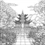 Placeholder: beautiful Garden temple, minimalistic, minimal black line art, unique coloring sheet, outlined, outline, crisp, crisp lines, crisp clear lines, line art, clean line art, unique, 8k, amazing, realistic, masterpiece, no colors, no dark color, no black color, avoid thick black, minimalistic line edges, white back ground color,