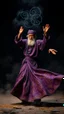 Placeholder: Hyper Realistic Old Male Sufi Whirling with Black, & Purple Islamic Sufi Rustic Grunge Background with golden sparkles & fog around at night.