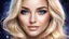 Placeholder: beautiful woman face, where the iris of the eye as the gateway to the universe, happy and smilling, the pupil containing the stars, blond traight hair