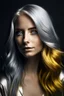 Placeholder: Woman gold silver hair blue eyed