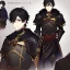 Placeholder: Character sheet, male, black hair, poor, leather armor