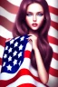 Placeholder: girl, cute, beautiful, holding American flag, smiling