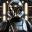 Placeholder: star wars bald male corellian pilot wearing pearlescent black and gunmetal grey First Order special forces heavy assault armor and helmet with gold trim inside the jedi temple, centered portrait, hyperdetailed, dynamic lighting, hyperdetailed background, 8k resolution, volumetric lighting, light skin, fully symmetric details