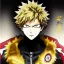 Placeholder: Detailed anime portrait of bakugo from my hero academia, gold hair and golden eyes, black suit, intricate details, full body portrait, keep head in frame, slight smile, black Japanese motif, concept art, highly detailed, digital painting, concept art, sharp focus, illustration, art by Yoji Shinkawa, WLOP and greg rutkowski and alphonse mucha and artgerm and yanjun Chen and Junji ito and Makoto Shinkai, HDR, octane render