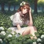 Placeholder: a girl in a white dress sitting in a field of clovers, cute anime girl portrait, beautiful anime portrait, realistic anime art style, realistic cute girl painting, portrait anime girl, smooth anime cg art, detailed portrait of anime girl, portrait of girl in flower field, realistic anime style at pixiv, cute anime waifu in a nice dress, realistic anime artstyle