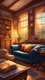 Placeholder: a drawing of a living room with a couch, cozy home background, thomas kinkade. cute cozy room, cozy living room background, alchemist library background, pleasant cozy atmosphere, painting of a room, cute room, cozy atmosphere, personal room background, photorealistic room, reading nook, warm interiors, cozy wallpaper, warm living room, a room