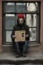 Placeholder: realism, street, russian depression, music album, from the window, depression, russian 90, post punk, man with old god mask, poster