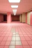 Placeholder: empty 1960's mall with neutral colors, pink floor