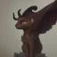 Placeholder: A cat gargoyle with goat horns and wings the size of a cat Nick Harris style