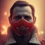 Placeholder: Mystery red meat mask, dramatique, art background, dramatic lighting, volumetric lighting, hyperrealisme, 8k, high quality, lot of details, fit within portrait